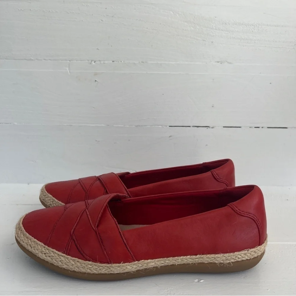 Clarks Collection Red Slip On Espadrilles Women's 5.5 M Flats 261344764030